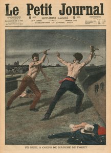 鞭で決闘する、「ルプチジャーナル」のイラスト、サプリメントイラストレーター、1910年4月17日